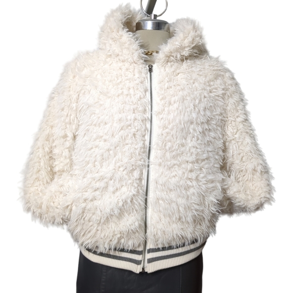 Aeropostale Ivory Faux Bomber Hoodie Jacket Size XS /TP. - Picture 5 of 11